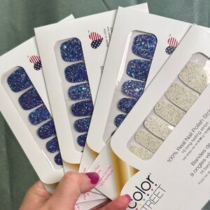Color Street Blue and White Glitter Nail Strips